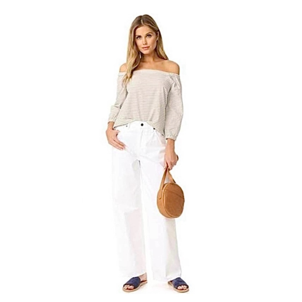 Madewell Indigo-Striped Jardin Off-the-Shoulder Peasant Top - Picture 8 of 16